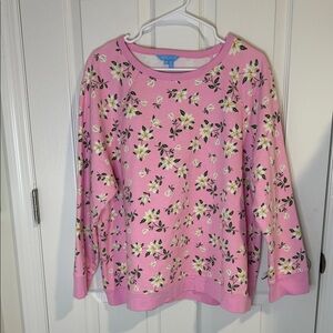 Draper James Pink Magnolia Sweatshirt 100% cotton with Blue Label 2X